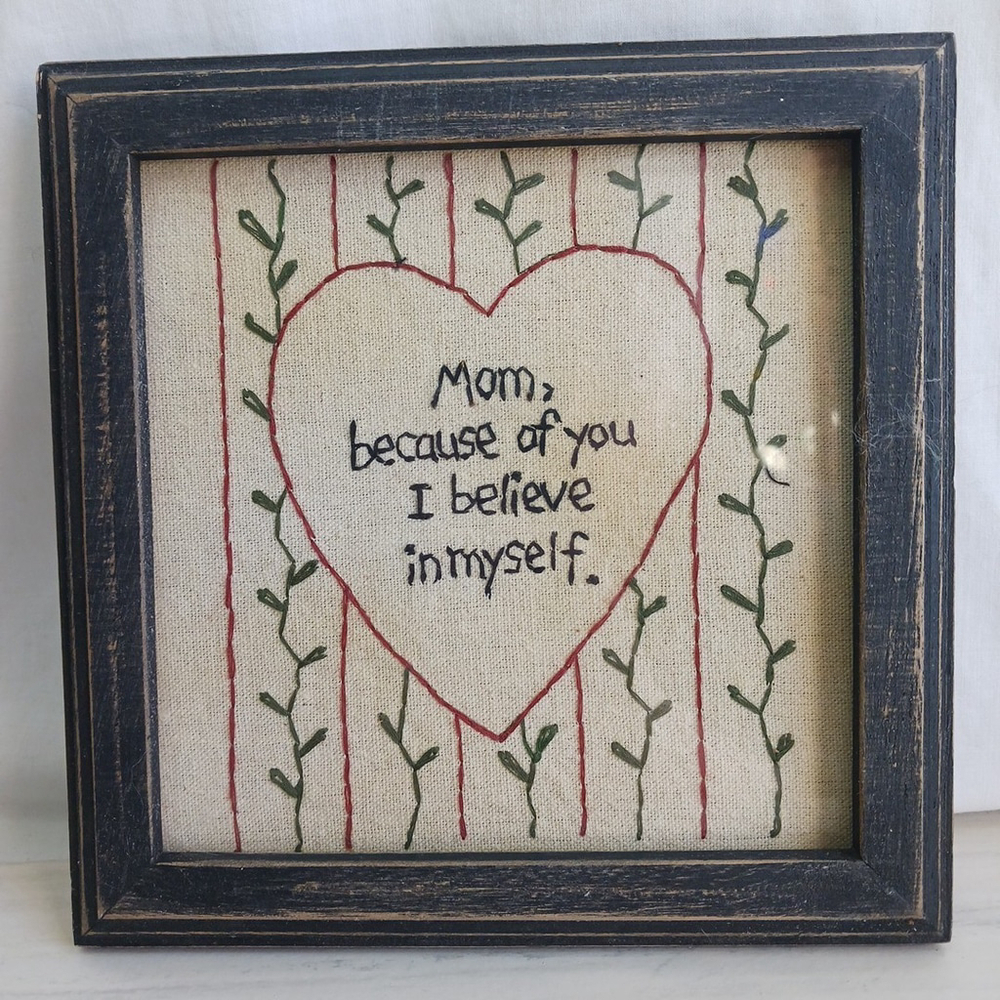 Embroidered Framed Mom Wall Art